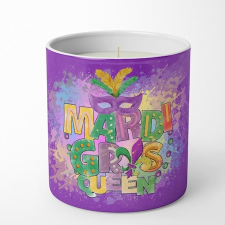 Carolines Treasures 3.75 x 3.25 in. Unisex Mardi Gras Queen 10 oz Decorative Soy Candle WDK4655CDL